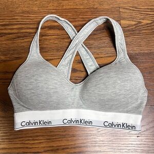 Calvin Klein Modern Cotton lightly lined bralette in grey heather size Medium